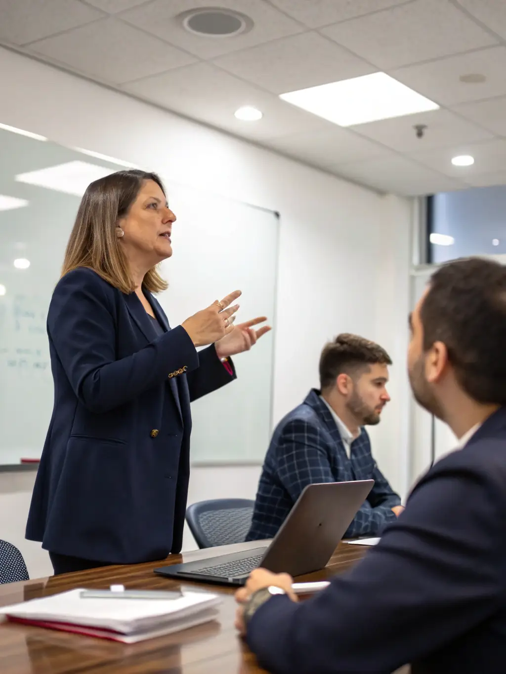 A close-up shot of a conference attendee reviewing a printed schedule during a break at a corporate compliance event in Delhi.